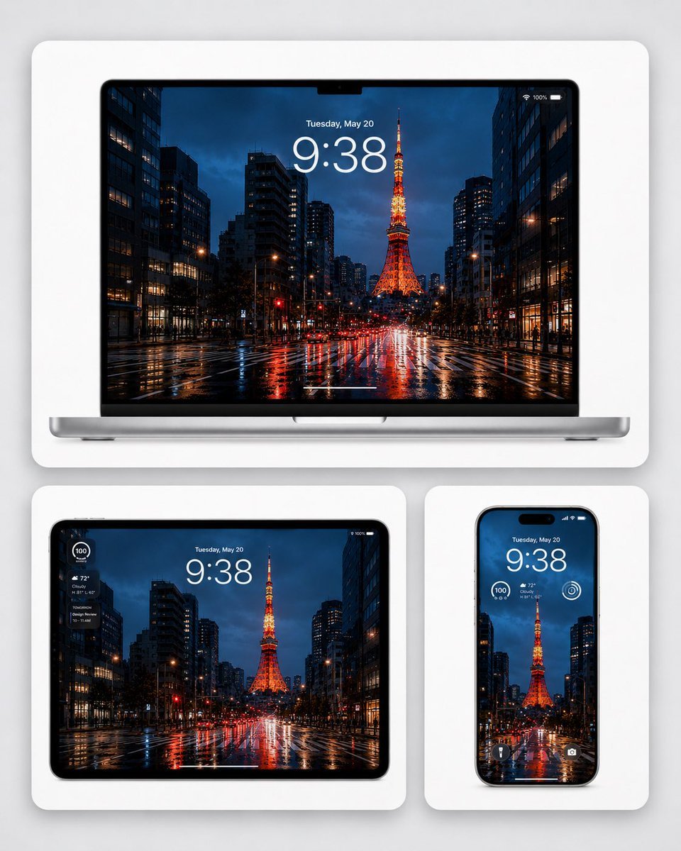 Rainy Tokyo Tower Device Mockup