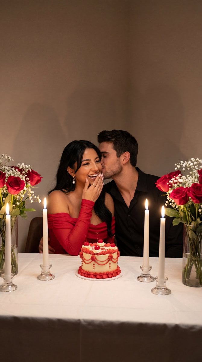 Ultra-Photoreal Candlelight Dinner Scene with Couple