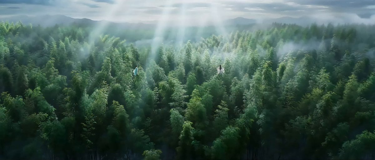 Classical Wuxia Duel in Bamboo Forest