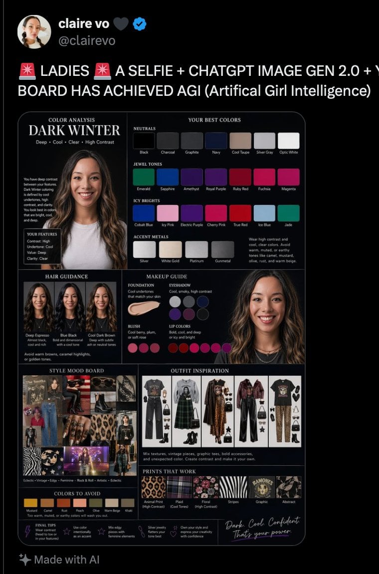 Dark Winter Color Analysis Tweet