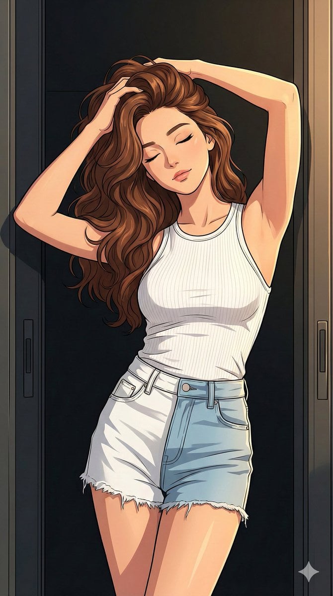 Modern Anime Illustration with Golden Hour Lighting