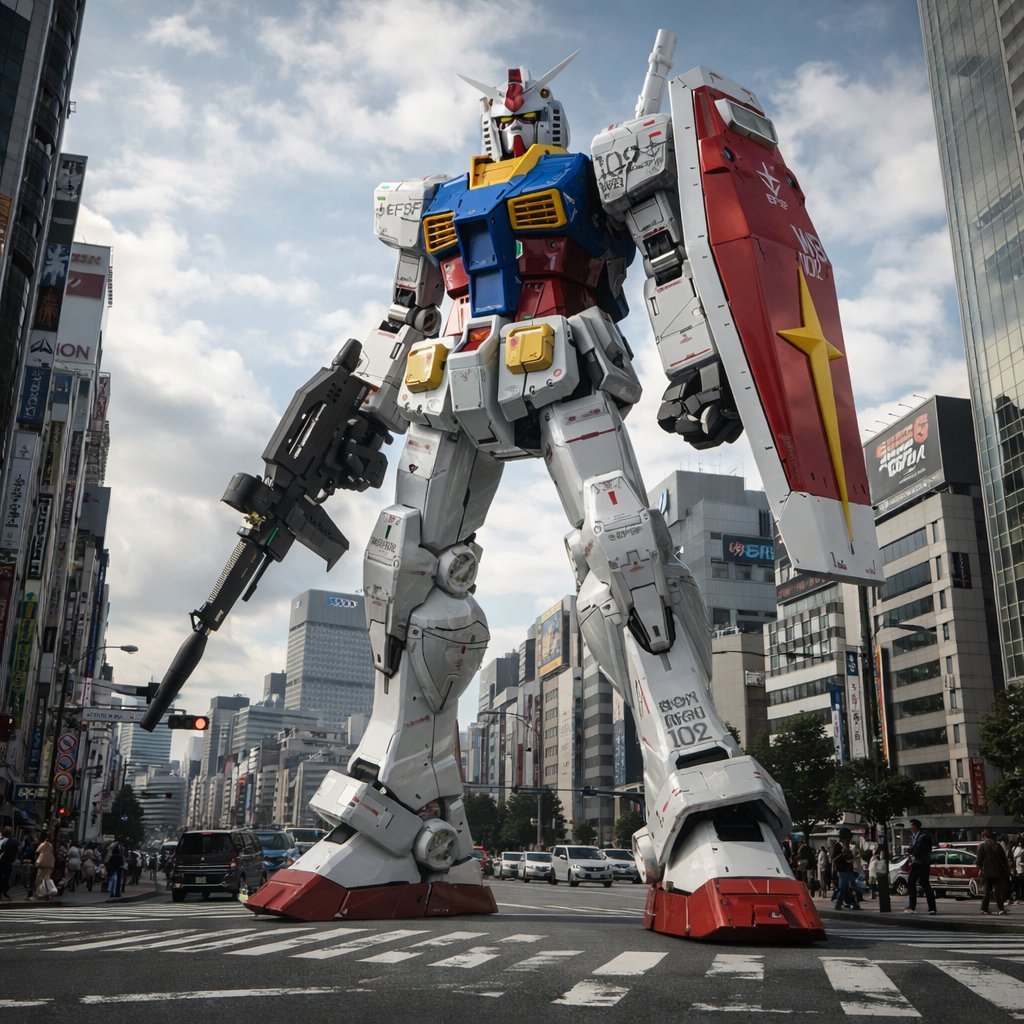 Gundam Model Detail Enhancement and Background Addition