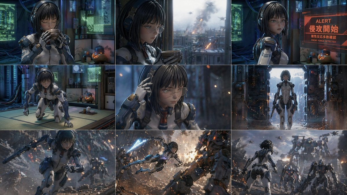 3x3 Sci-Fi Action Storyboard reference image 1