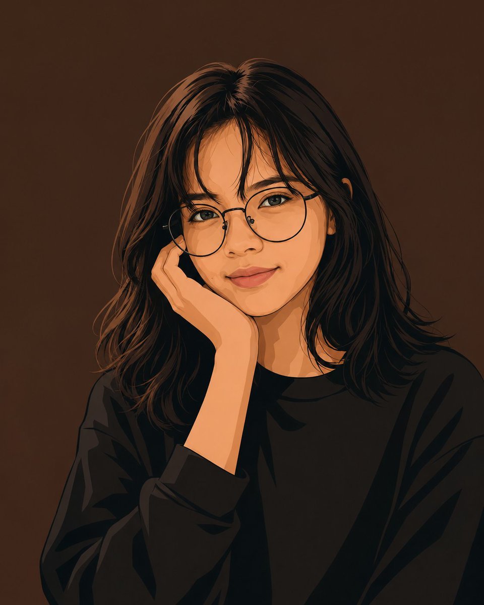 Clean Vector Portrait of Woman with Glasses