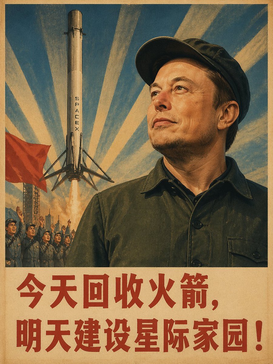 Vintage Chinese SpaceX Propaganda Poster