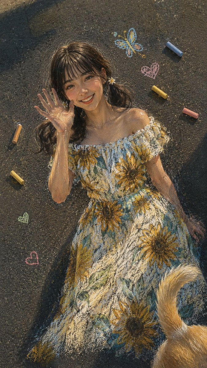 Asphalt Chalk Art Portrait — AI image template example