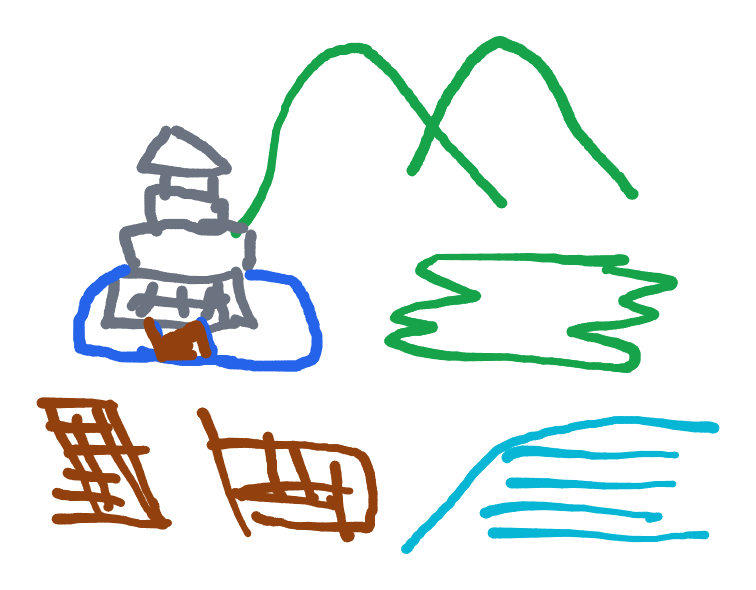 Sketch to Anime Castle Landscape reference image 1