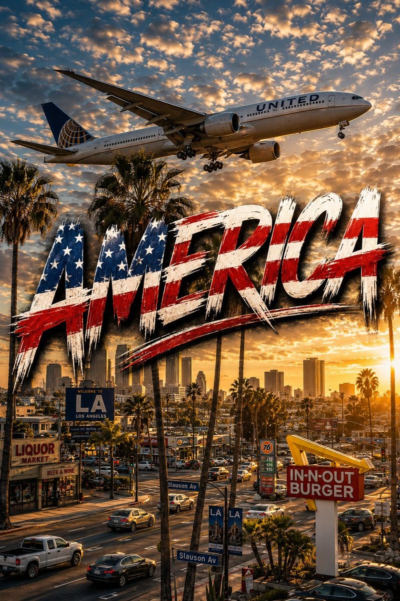 American Aviation Skyline Poster — AI image template example