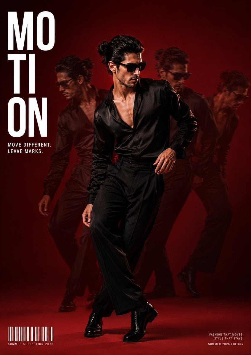 Fashion Editorial Magazine Cover with Motion Trails