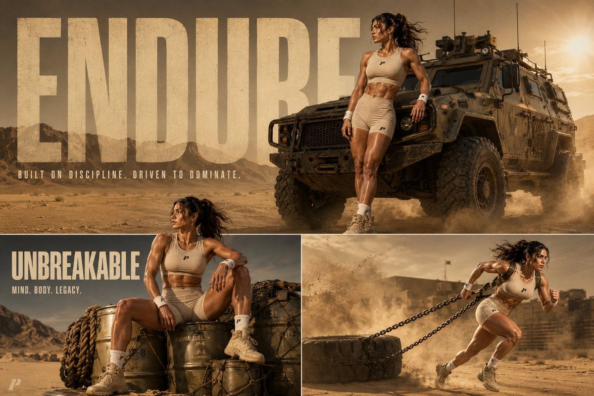 Tactical Athlete Desert Magazine Layout — AI image template example