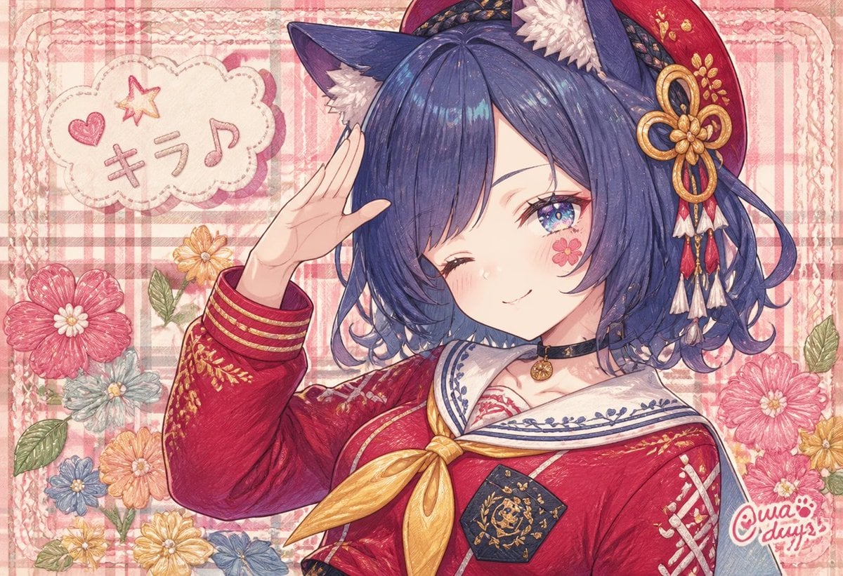 Winking Cat-Eared Idol Card — AI image template example