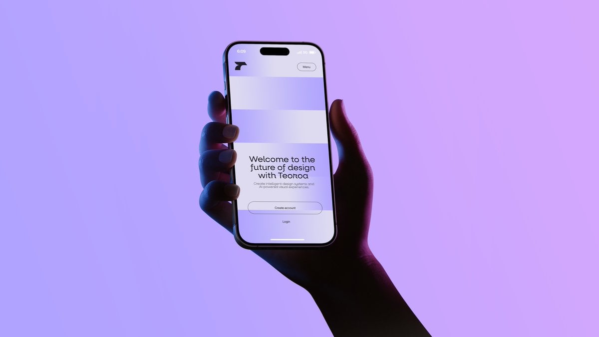 Neon Hand Holding Smartphone Mockup — AI image template example