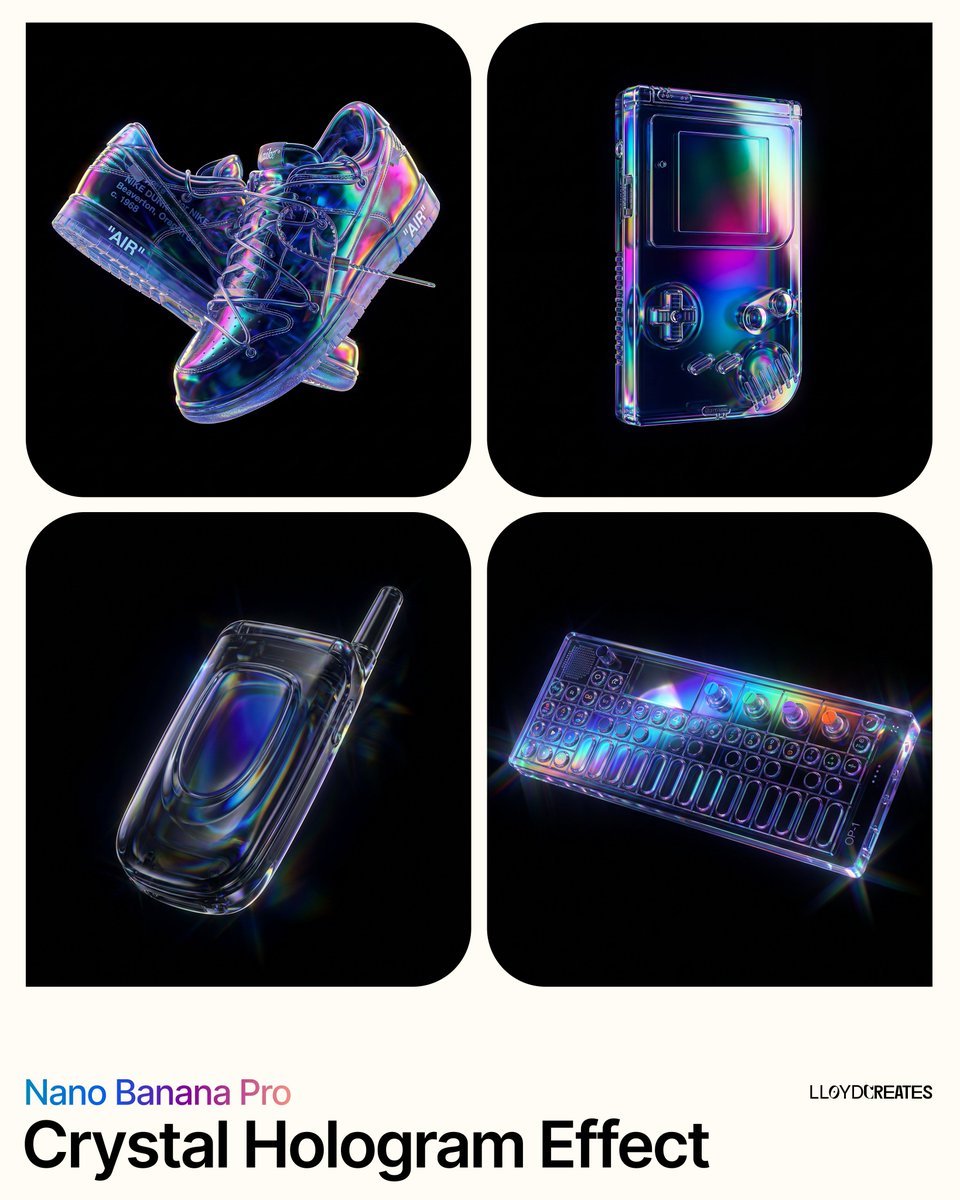 Crystal Hologram Product Photography Prompt