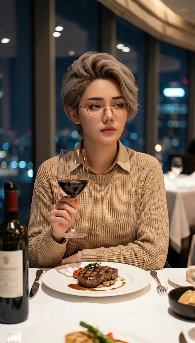Cinematic Portrait in Fine Dining Restaurant