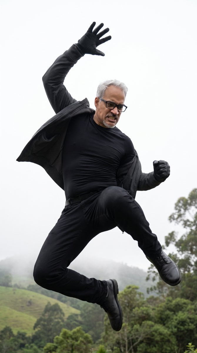 Cinematic Mid-Air Action Shot reference image 1