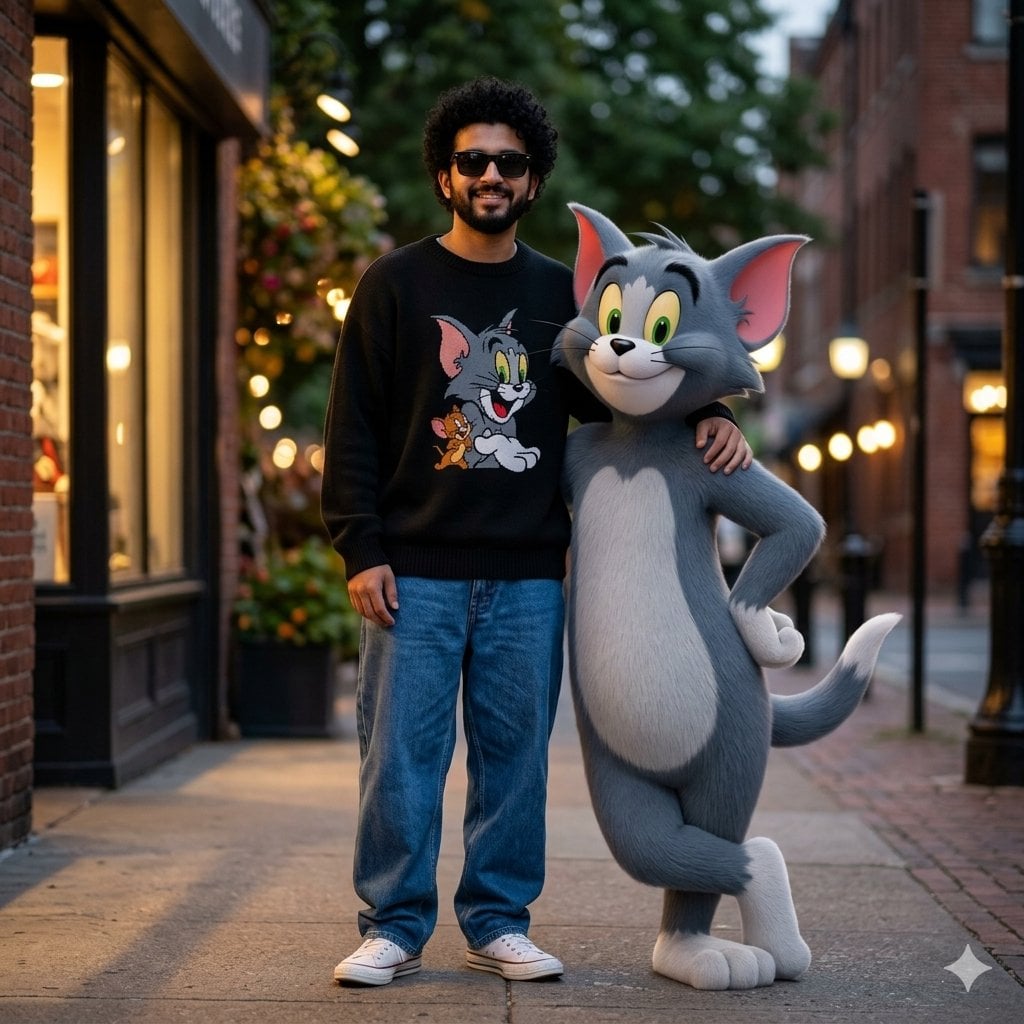 Cinematic Scene with Tom the Cat — AI image template example