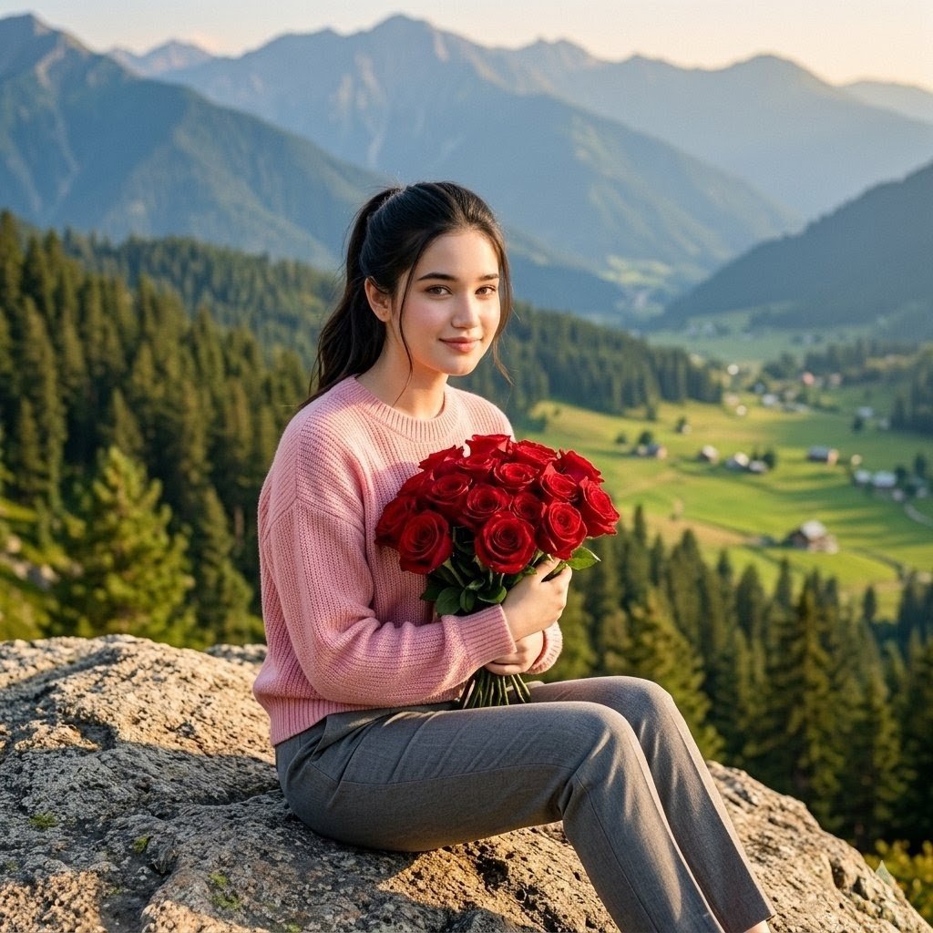 Mountain Rose Portrait — AI image template example
