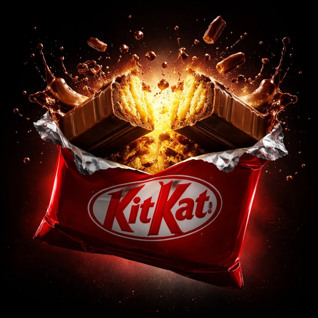A premium centered in the frame, iconic packaging partially unwrapped
