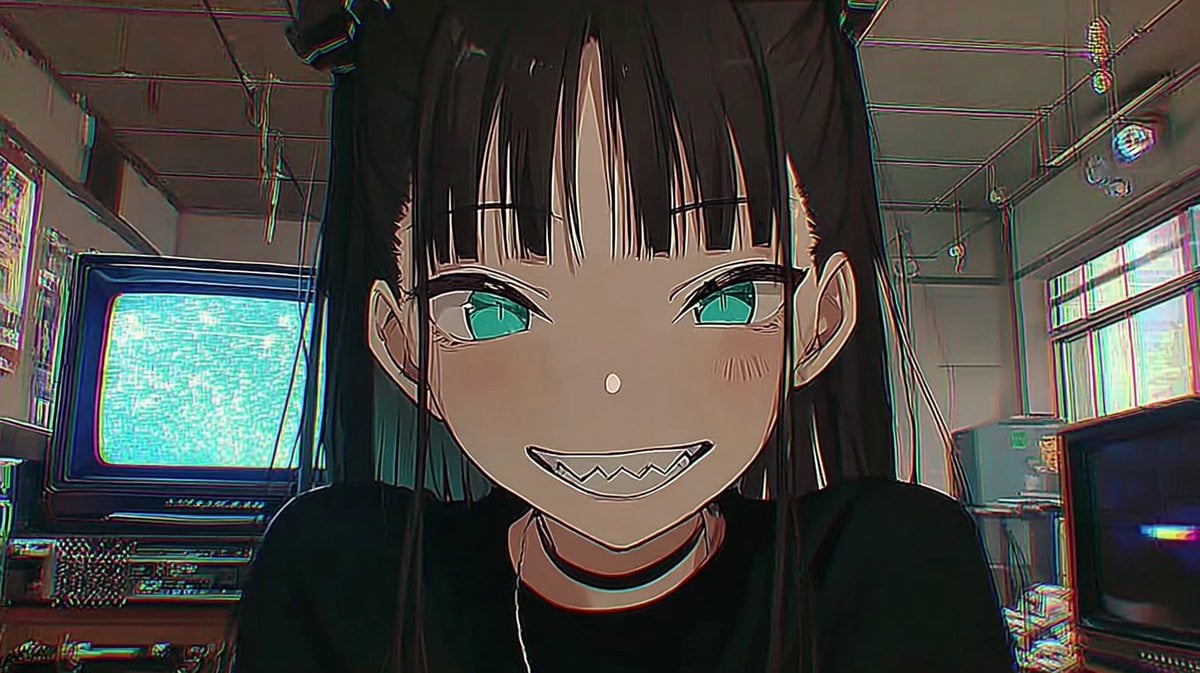 Retro 2.5D Anime CRT Girl — AI image template example