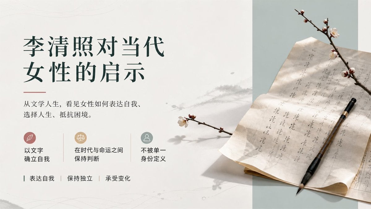 Li Qingzhao Literary Slide — AI image template example