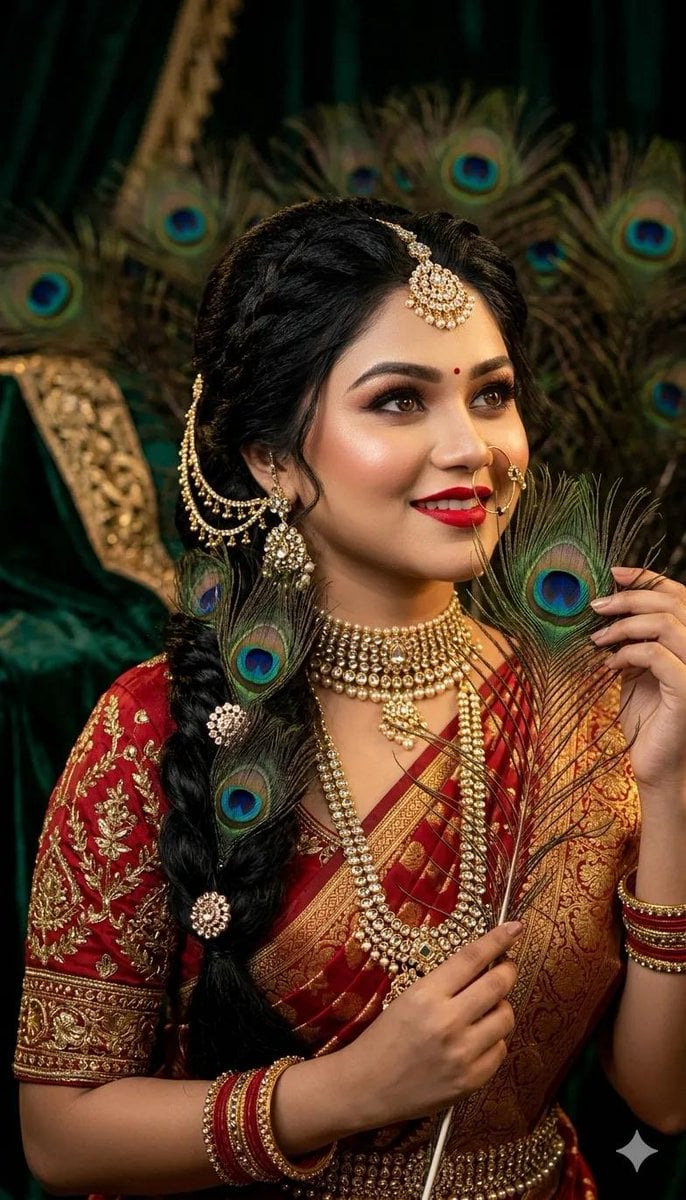 Indian Bridal Peacock Feather Portrait