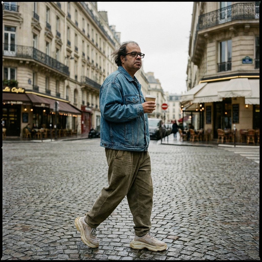 Prompt for Editorial Photo Shoot Model Posing in Street