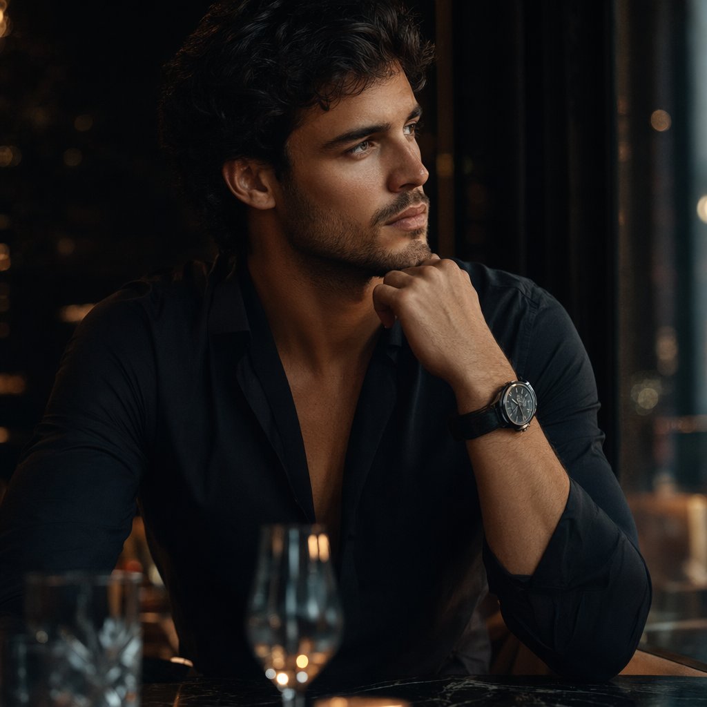 Luxury Lounge Cinematic Portrait — AI image template example