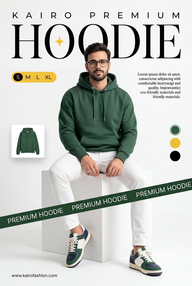 A professional commercial fashion advertisement featuring