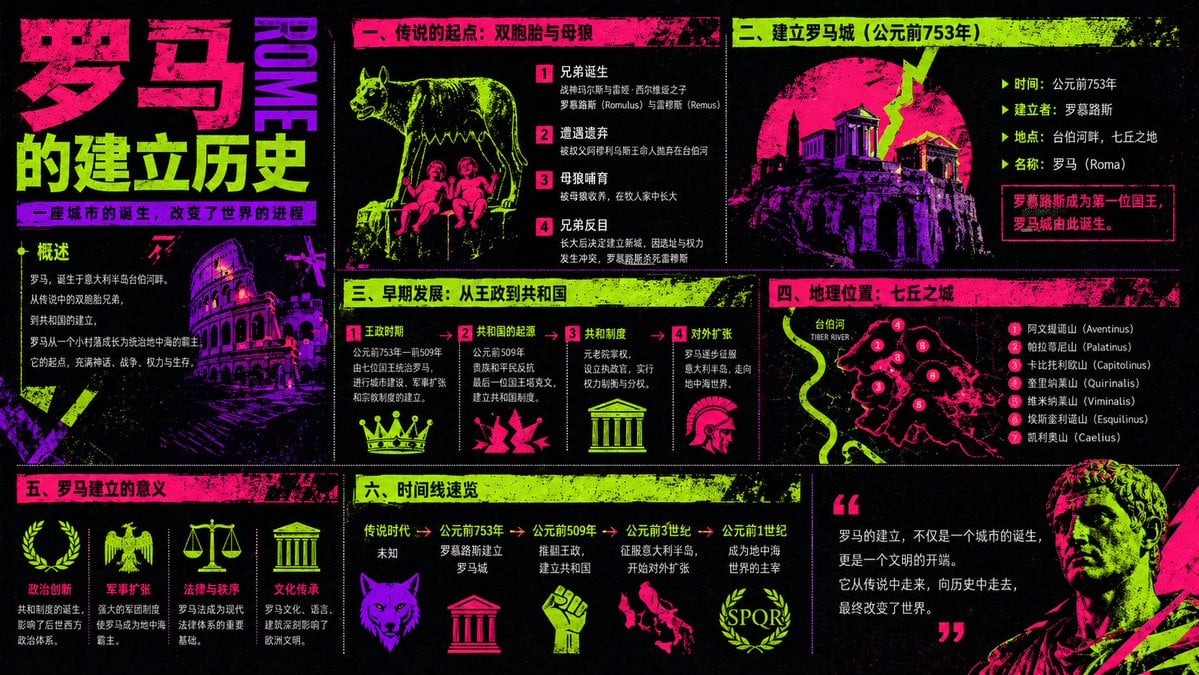 Neon Rome History Infographic