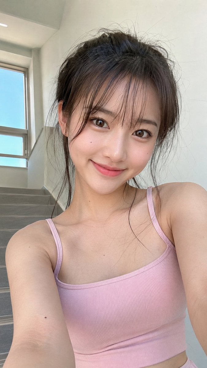 Realistic Korean High School Girl iPhone Selfie — AI image template example