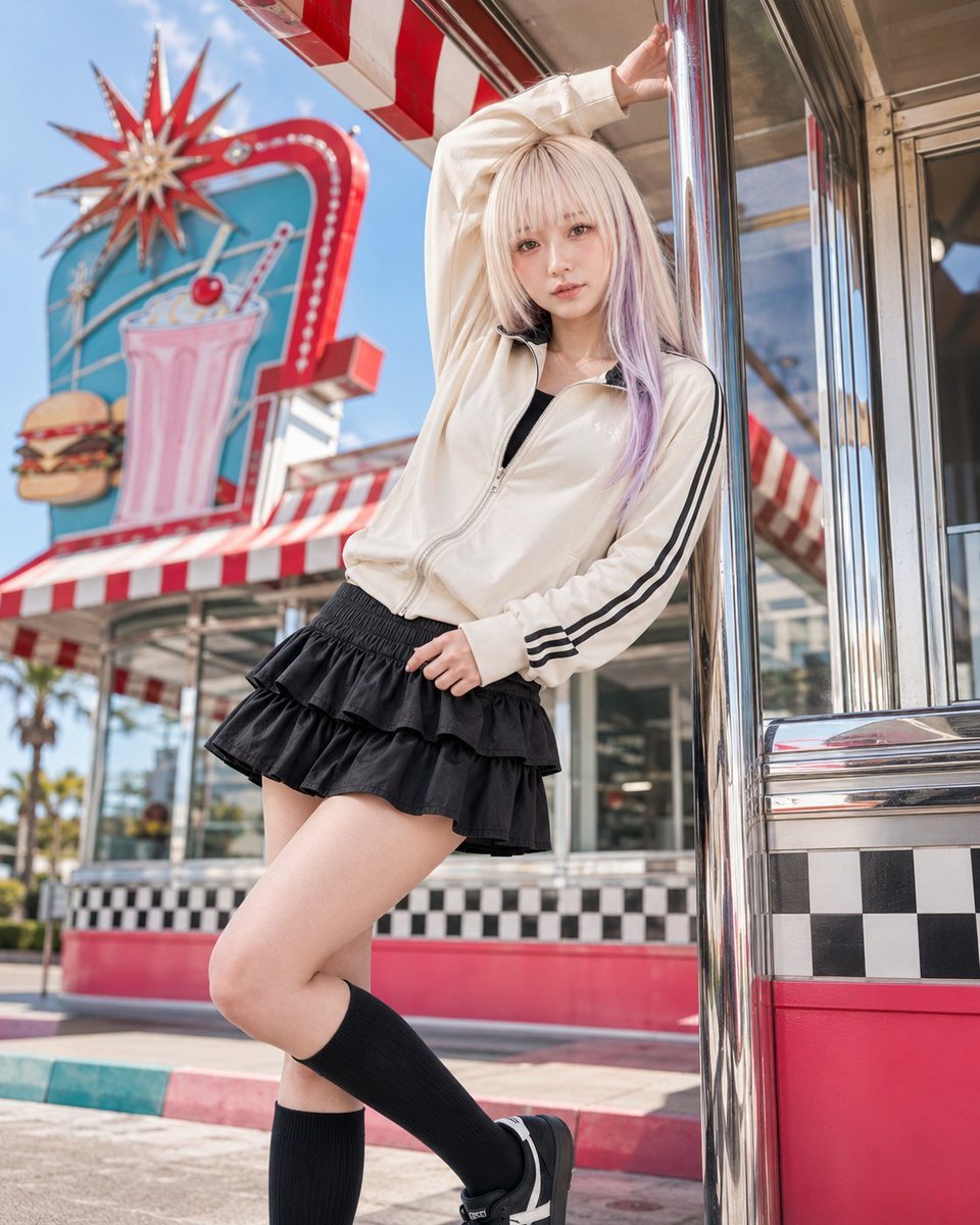 Retro American Pop Diner Fashion Editorial — AI image template example