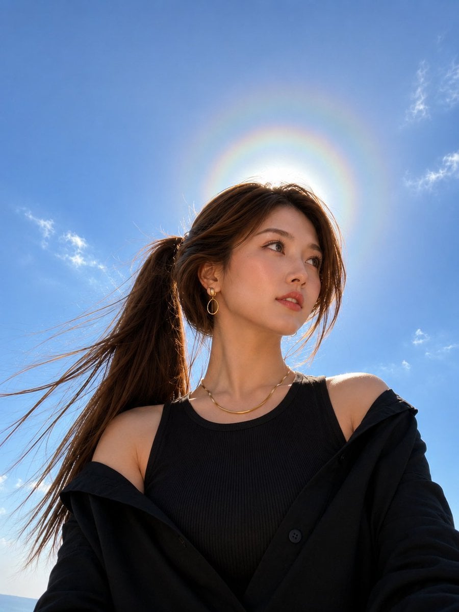 Cinematic Solar Halo Fashion Portrait