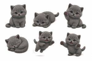 Gray Kitten Sticker Pack Sheet