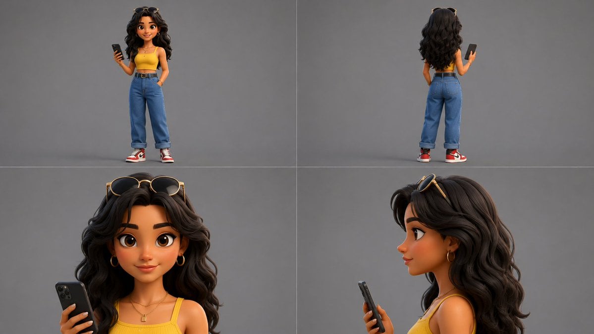 3D Animated Character Reference Sheet — AI image template example