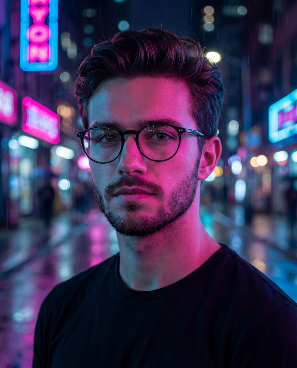 Cyberpunk Neon Night Street Portrait