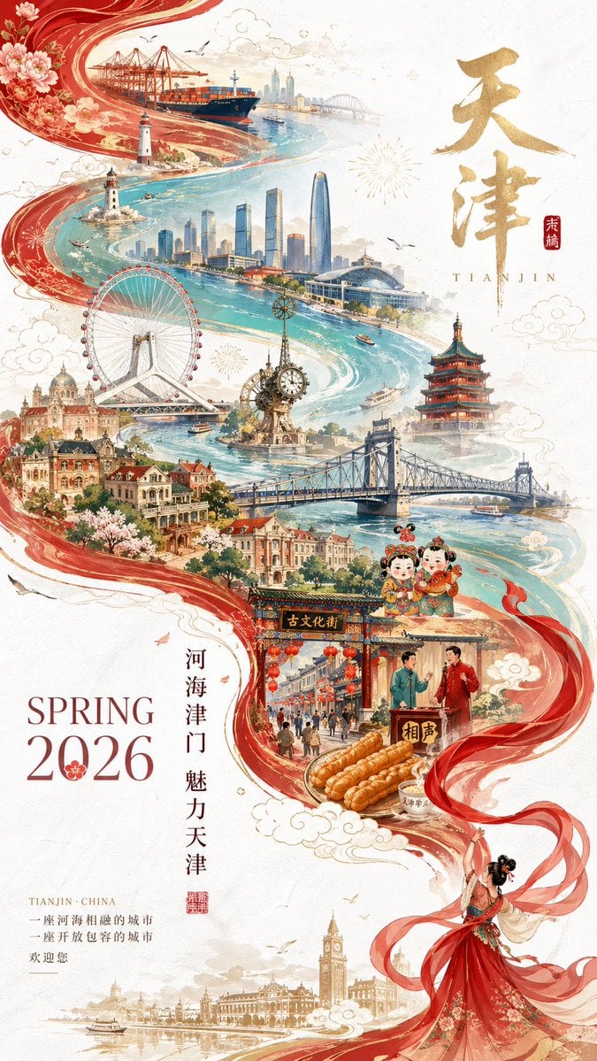 Tianjin City Promotional Poster Prompt