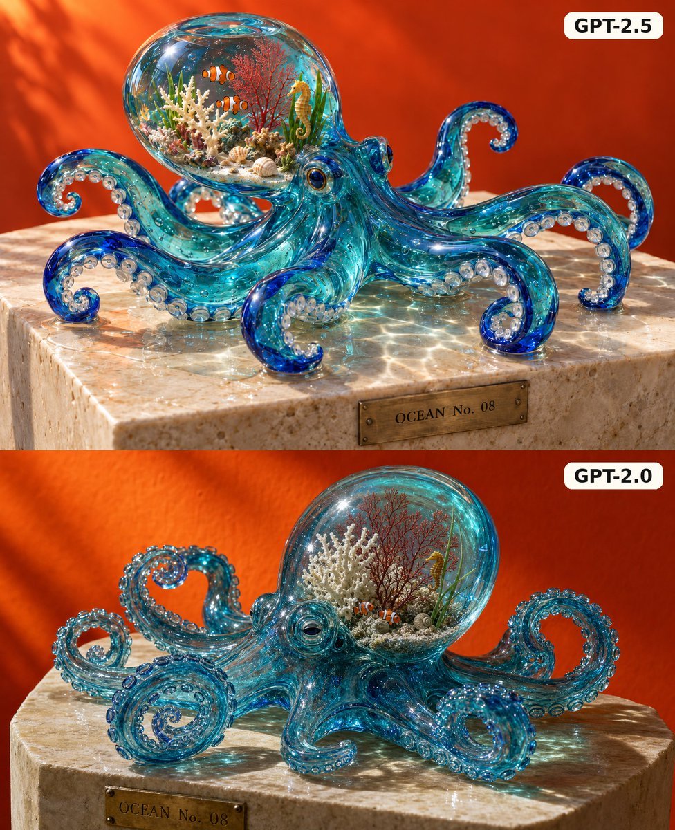 Glass Octopus Model Comparison — AI image template example