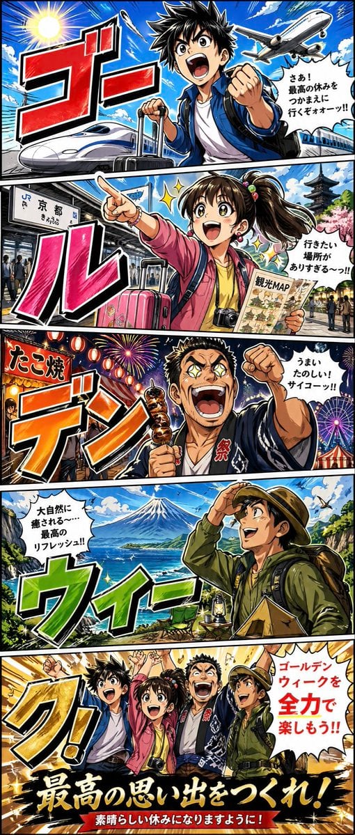 Golden Week Manga Travel Poster