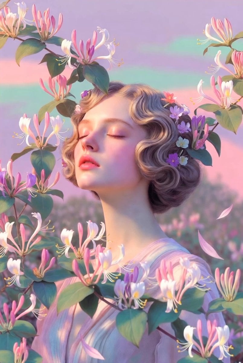 Honeysuckle Flowers Pastel Dreamlight