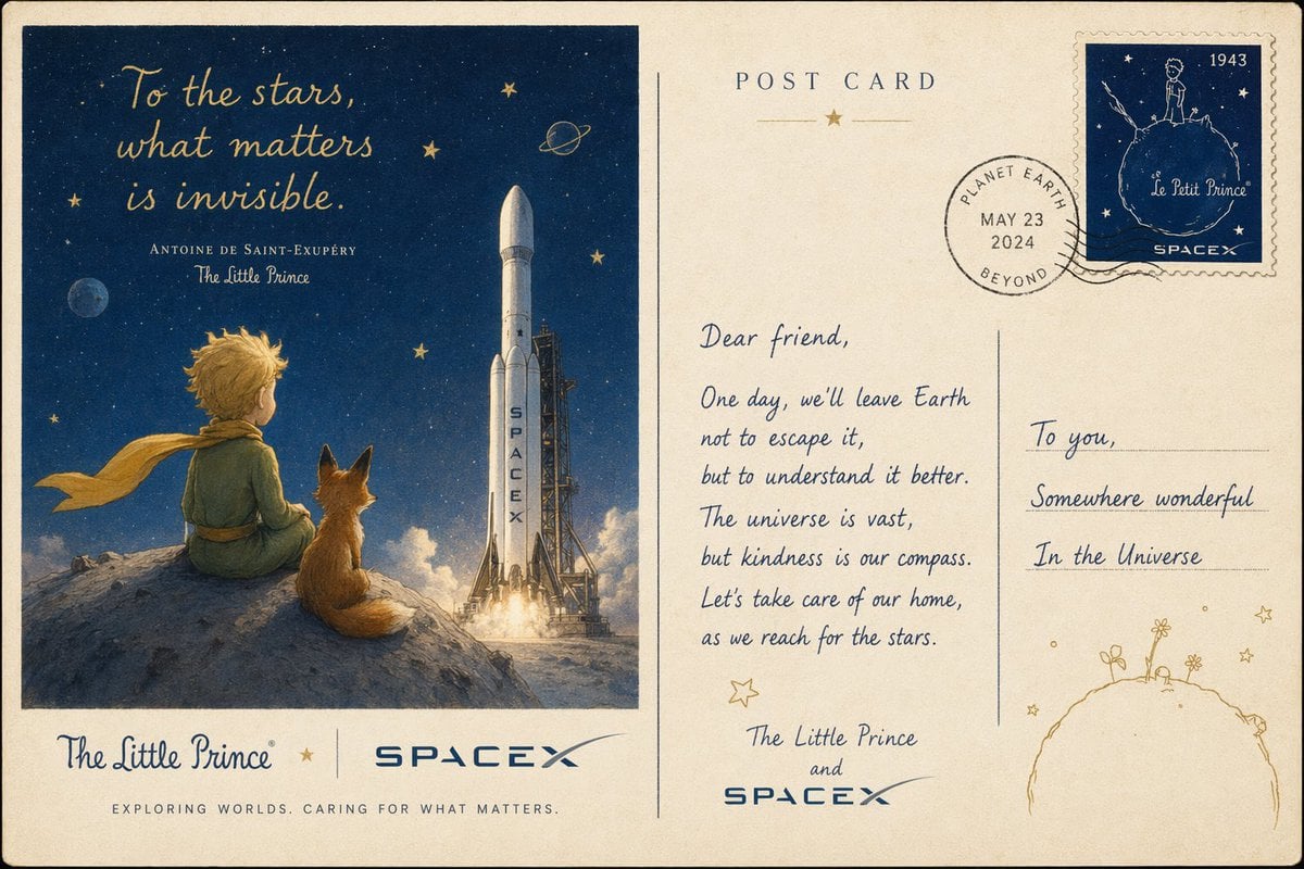 Vintage Little Prince Space Postcard