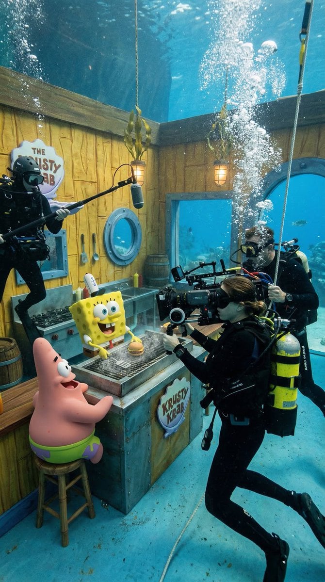 Photorealistic BTS SpongeBob Scene