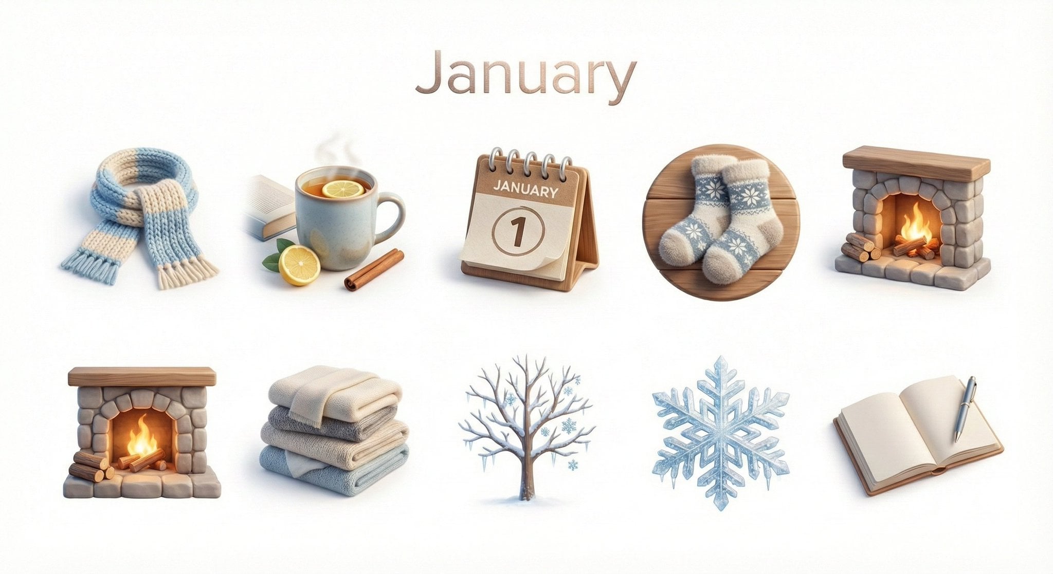 Collection of icons representing through objects, symbols, and moods