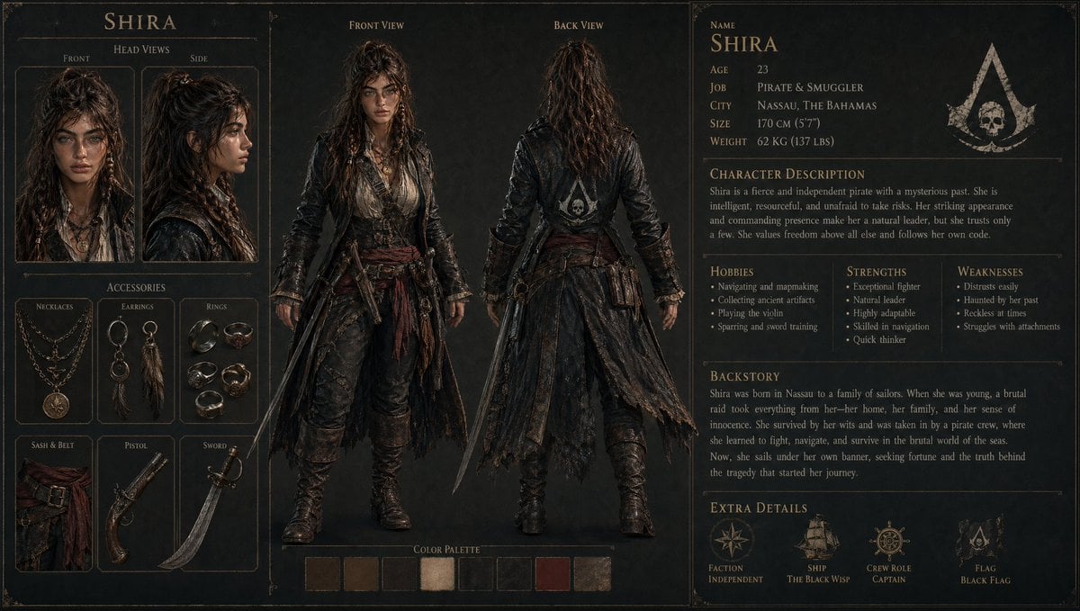 3D Gaming Character Sheet Prompt