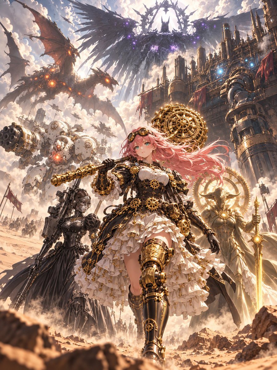 Steampunk Card Motif Ensemble — AI image template example