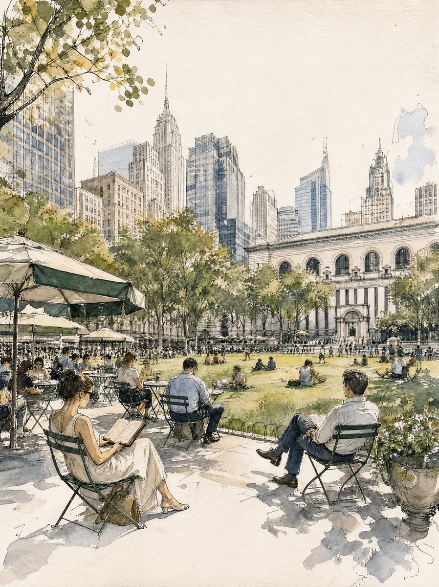 Vintage European Park Illustration — AI image template example