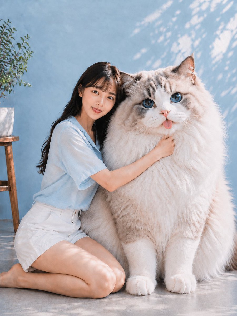 Giant Blue-Eyed Cat Fantasy — AI image template example