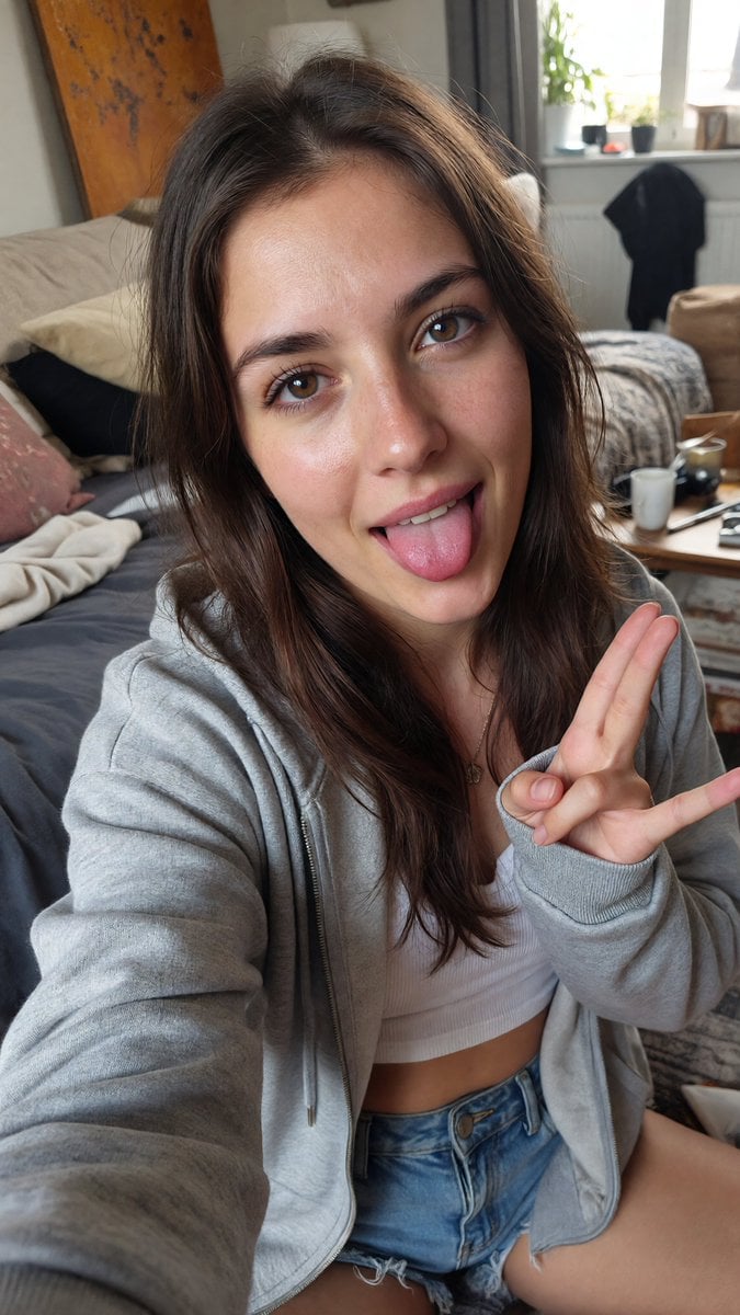 Playful Tongue Out Lifestyle Portrait