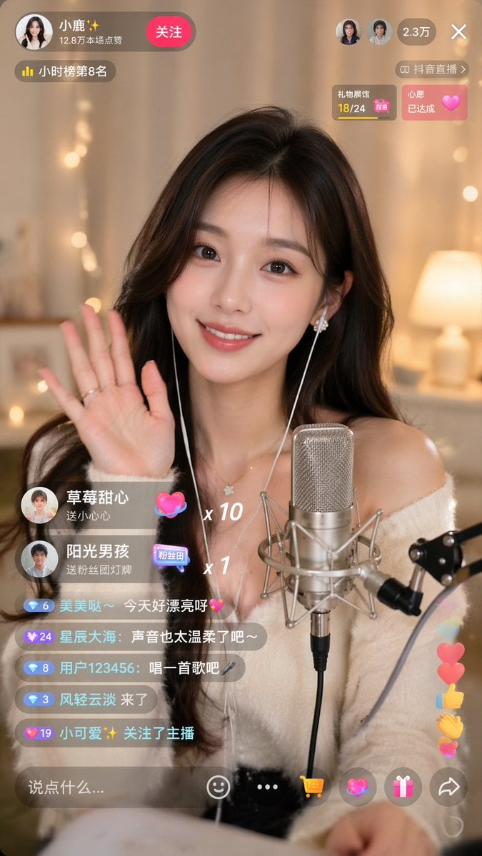 Douyin Live Stream UI Prompt