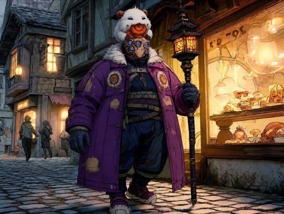 Masked Winter Lamplighter in Fantasy Alley