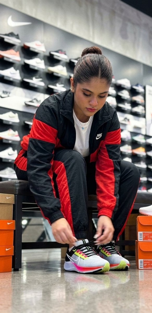 Candid Sneaker Shopping Moment — AI image template example